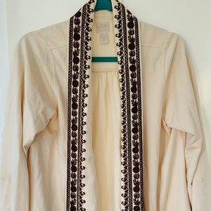 Lucky Brand Cream Sweater Embroidered Detail L